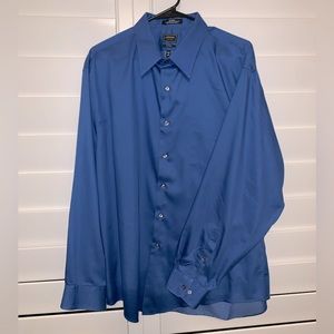 Blue Sateen Wrinkle Resistant Dress Shirt